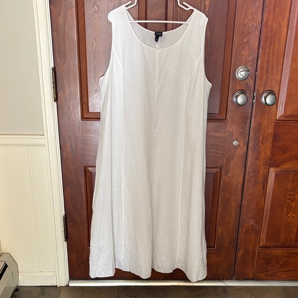 Eileen Fisher Dresses & Skirts - Eileen Fisher Irish Linen Scoop Neck White Dress
